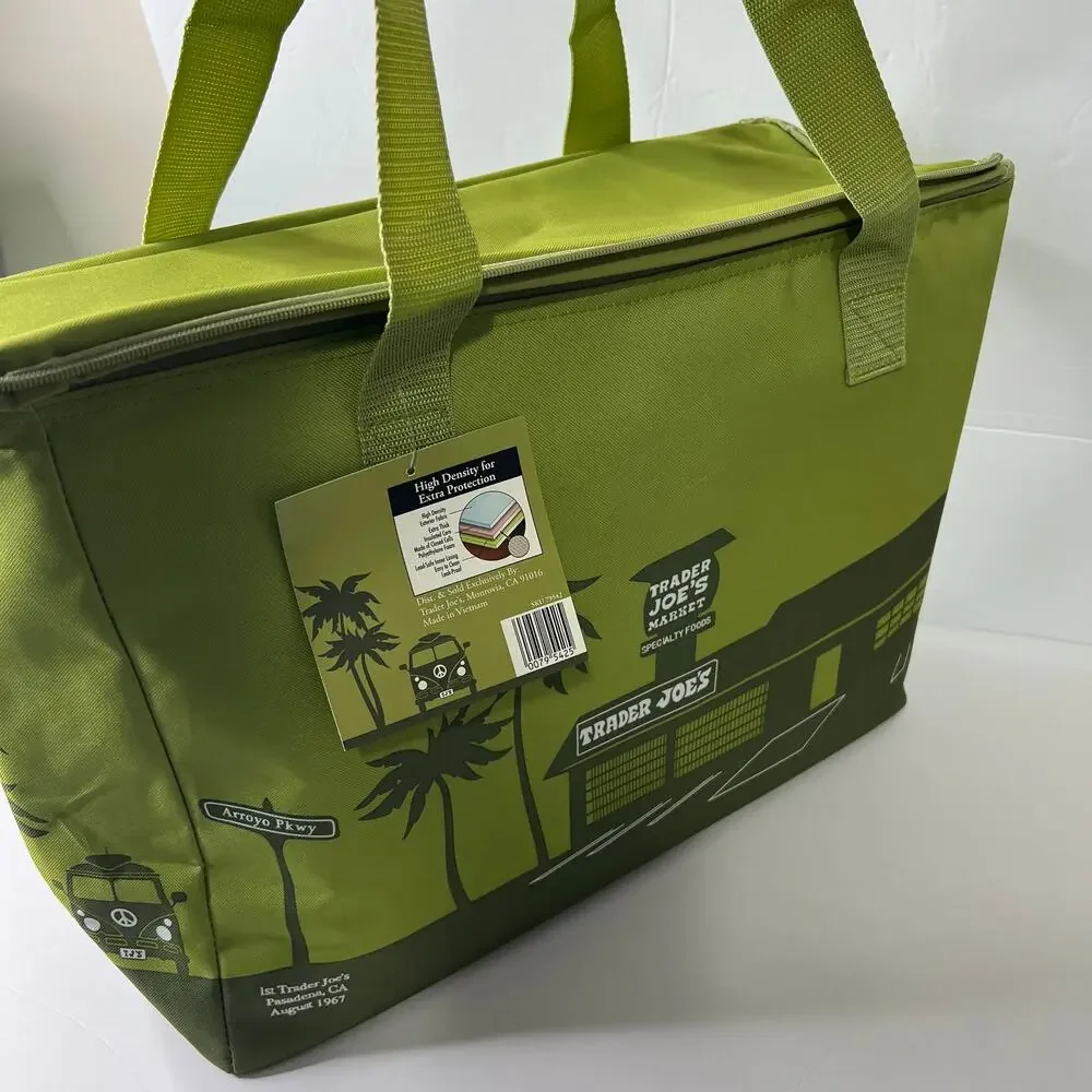Trader Joe's Large Matcha Olive Green Insulated Cooler Tote bag
